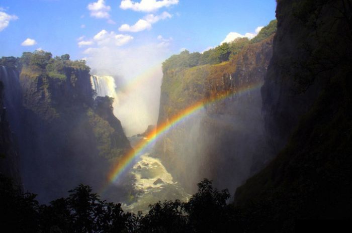 Rainbow over Victoria Falls, Zambezi River, Africa