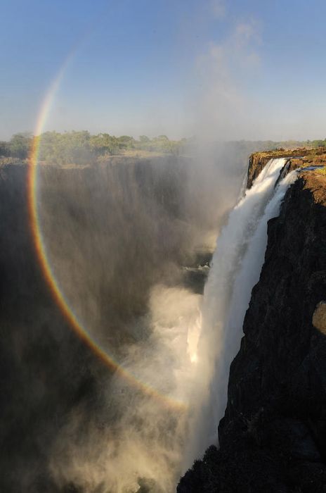 Rainbow over Victoria Falls, Zambezi River, Africa