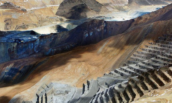 Massive landslide in Kennecott Copper Bingham Canyon Mine, Oquirrh Mountains, Salt Lake City, Utah, United States