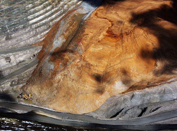 Massive landslide in Kennecott Copper Bingham Canyon Mine, Oquirrh Mountains, Salt Lake City, Utah, United States