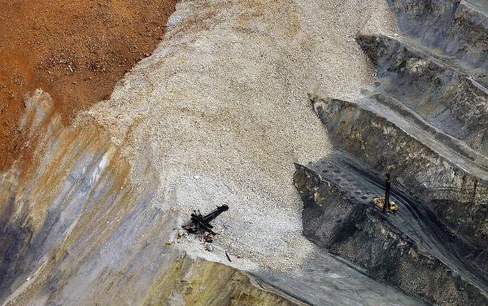 Massive landslide in Kennecott Copper Bingham Canyon Mine, Oquirrh Mountains, Salt Lake City, Utah, United States