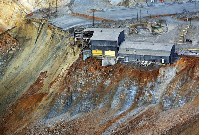 Massive landslide in Kennecott Copper Bingham Canyon Mine, Oquirrh Mountains, Salt Lake City, Utah, United States