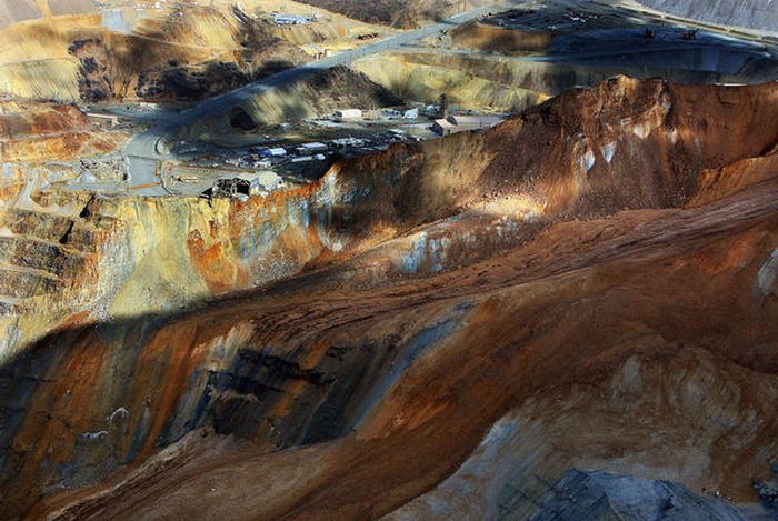 Massive landslide in Kennecott Copper Bingham Canyon Mine, Oquirrh Mountains, Salt Lake City, Utah, United States