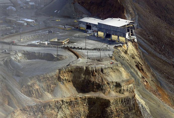 Massive landslide in Kennecott Copper Bingham Canyon Mine, Oquirrh Mountains, Salt Lake City, Utah, United States