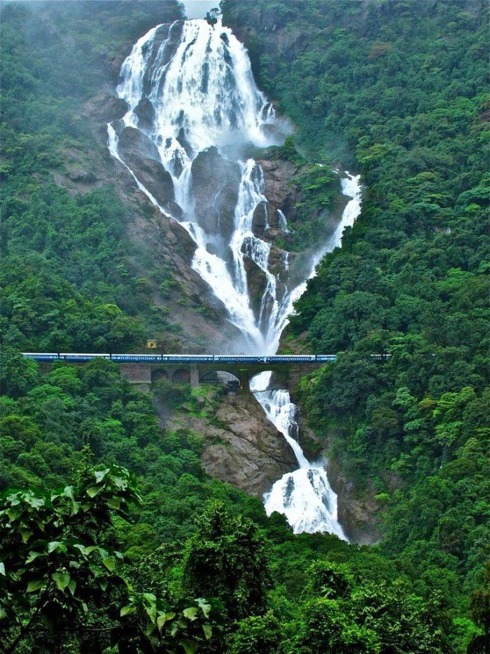 Dudhsagar Falls Railway Bridge, Mandovi River, Goa, India