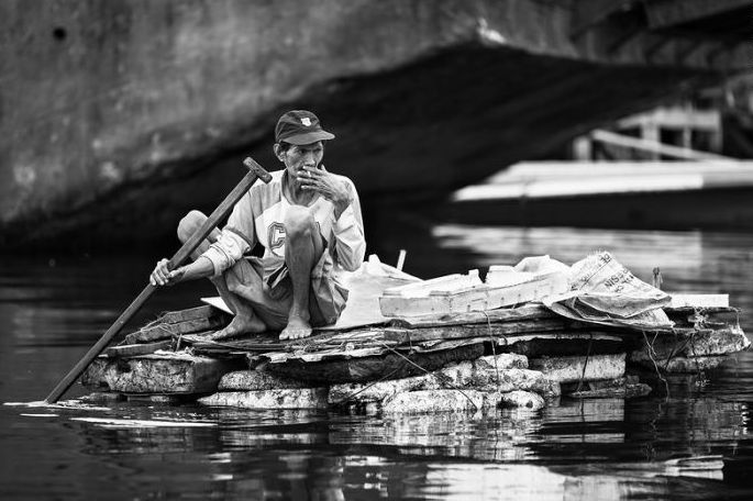 Black and white Life in Philippines by Justin James Wright