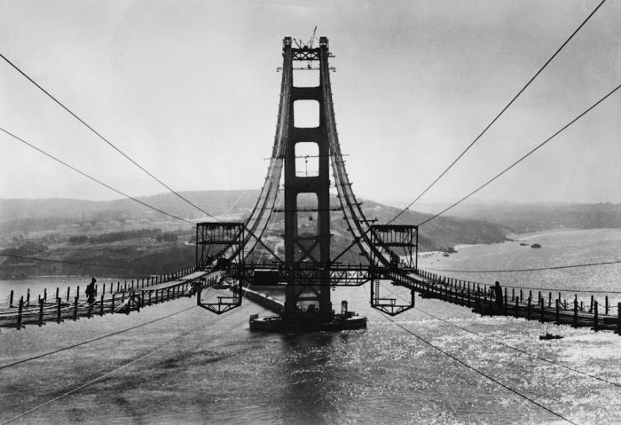 History: Construction of the Golden Gate Bridge, San Francisco, California, United States