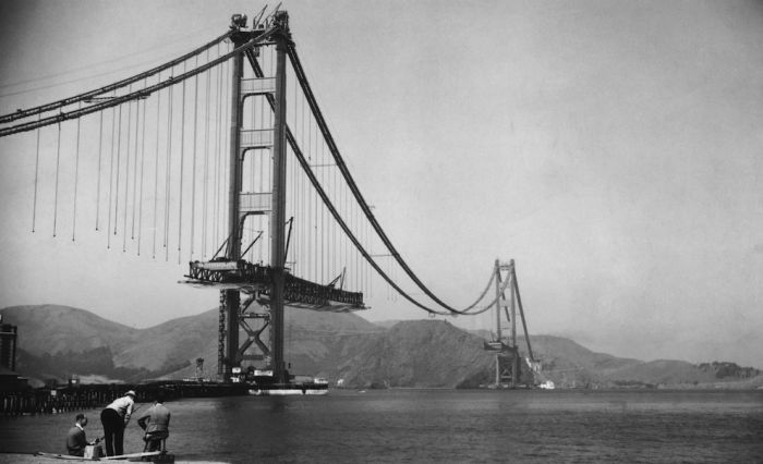 History: Construction of the Golden Gate Bridge, San Francisco, California, United States