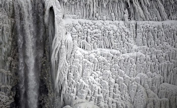 Niagara Falls frozen partially in 2014, Canada, United States