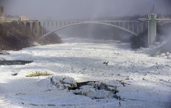 Niagara Falls frozen partially in 2014, Canada, United States