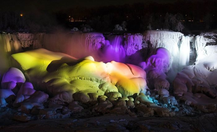 Niagara Falls frozen partially in 2014, Canada, United States