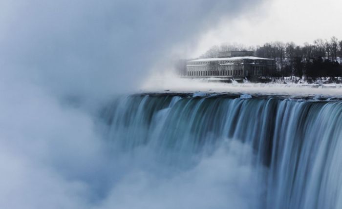 Niagara Falls frozen partially in 2014, Canada, United States