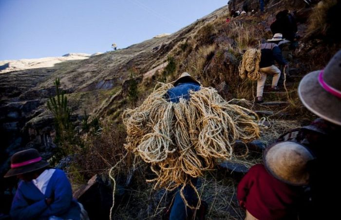 Cusco Inca rope bridge, Apurimac Canyon, Cuzco Province, Peru