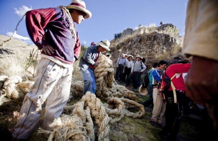 Cusco Inca rope bridge, Apurimac Canyon, Cuzco Province, Peru