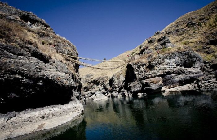 Cusco Inca rope bridge, Apurimac Canyon, Cuzco Province, Peru