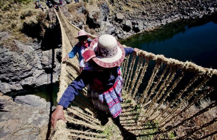 Cusco Inca rope bridge, Apurimac Canyon, Cuzco Province, Peru