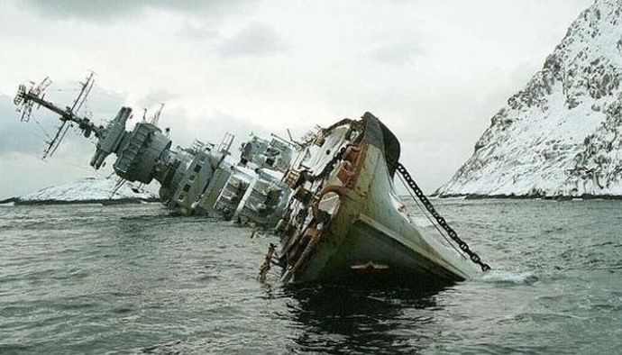 Murmansk light cruiser shipwreck, Russian Navy, Severodvinsk, Arkhangelsk Oblast, Russia