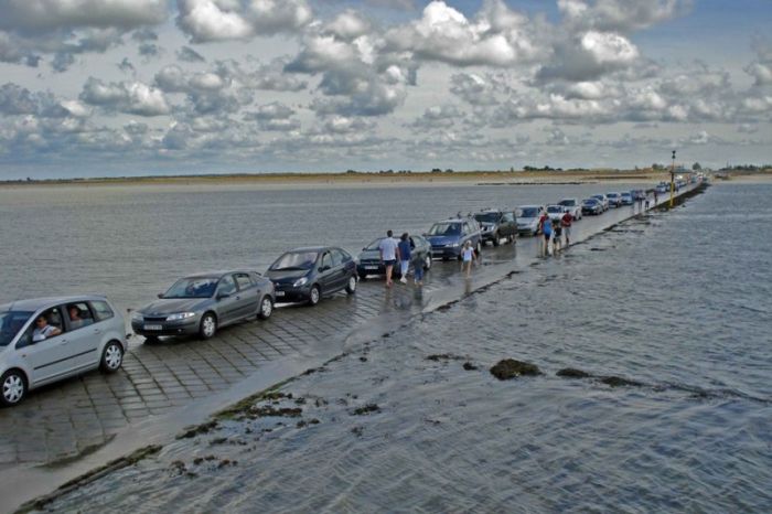 Le Passage de Gois ou Gôa, Île de Noirmoutier, Beauvoir-sur-Mer, Vendée, Pays de la Loire, France, Atlantic Ocean