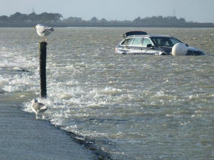 Le Passage de Gois ou Gôa, Île de Noirmoutier, Beauvoir-sur-Mer, Vendée, Pays de la Loire, France, Atlantic Ocean