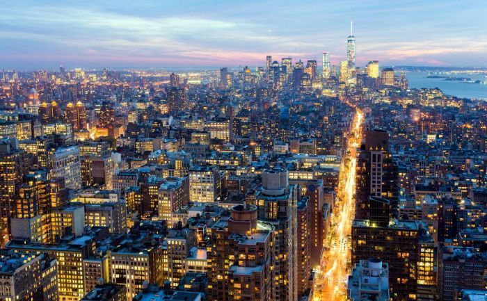 Bird's-eye view of New York City, United States