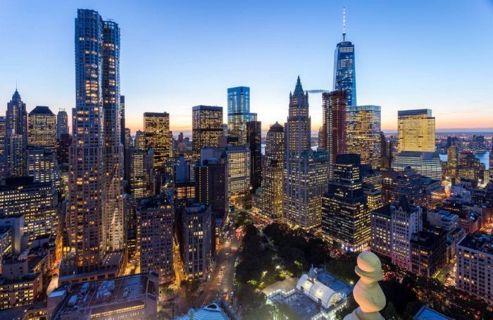 Bird's-eye view of New York City, United States