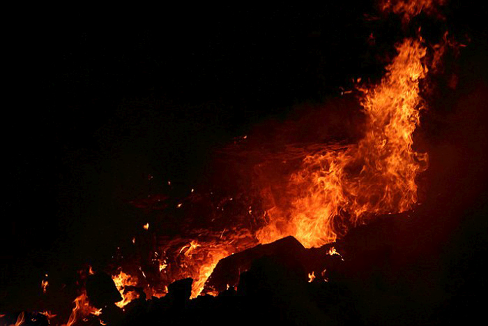 Coal field fire, Jharia, Dhanbad, Jharkhand, India