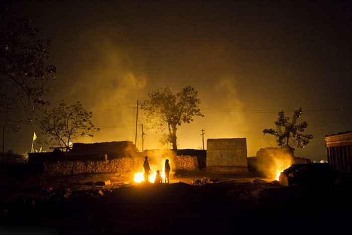 Coal field fire, Jharia, Dhanbad, Jharkhand, India