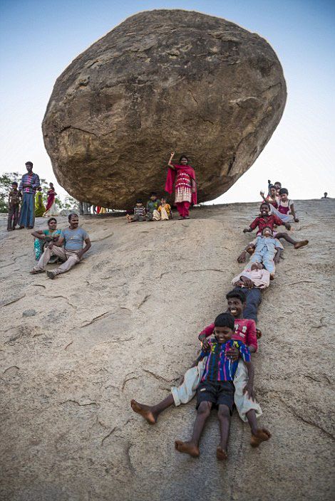 Butterball of Lord Krishna, Mahabalipuram, Kancheepuram, Tamil Nadu, India