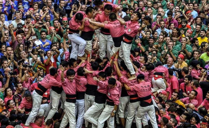 Castell, human tower, Catalonia, Spain