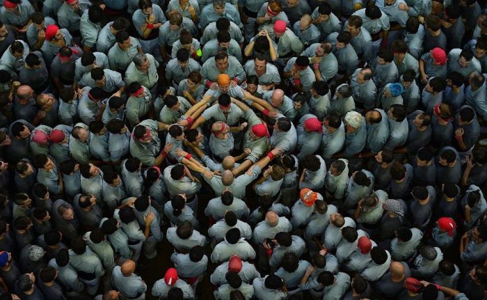 Castell, human tower, Catalonia, Spain