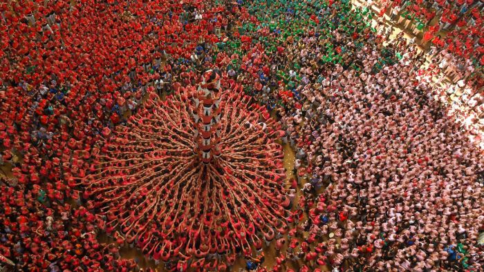 Castell, human tower, Catalonia, Spain