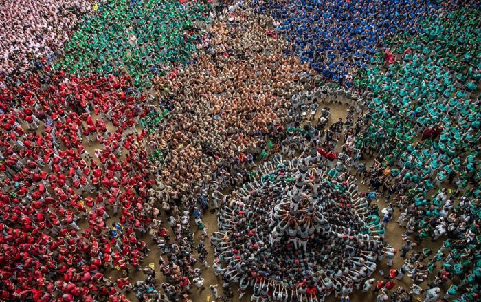 Castell, human tower, Catalonia, Spain