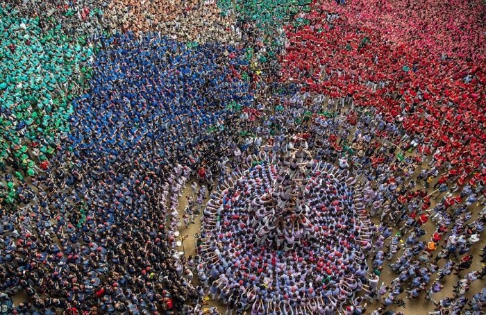 Castell, human tower, Catalonia, Spain