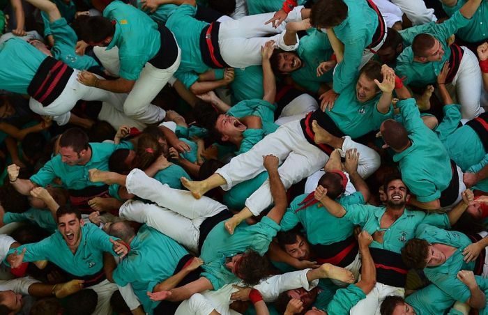 Castell, human tower, Catalonia, Spain