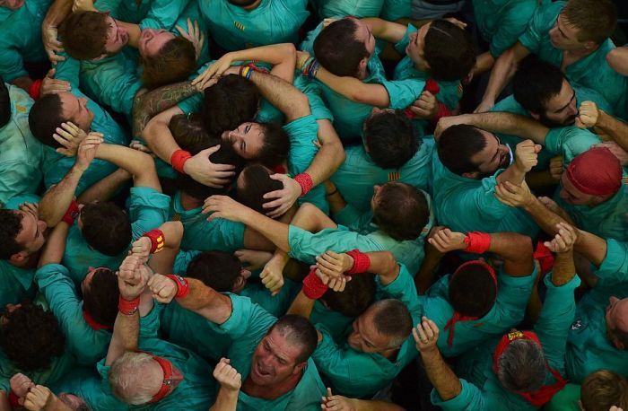 Castell, human tower, Catalonia, Spain