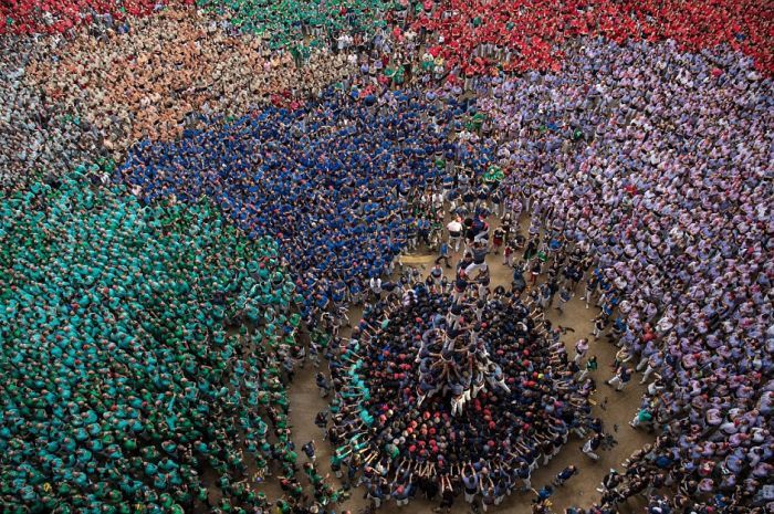 Castell, human tower, Catalonia, Spain