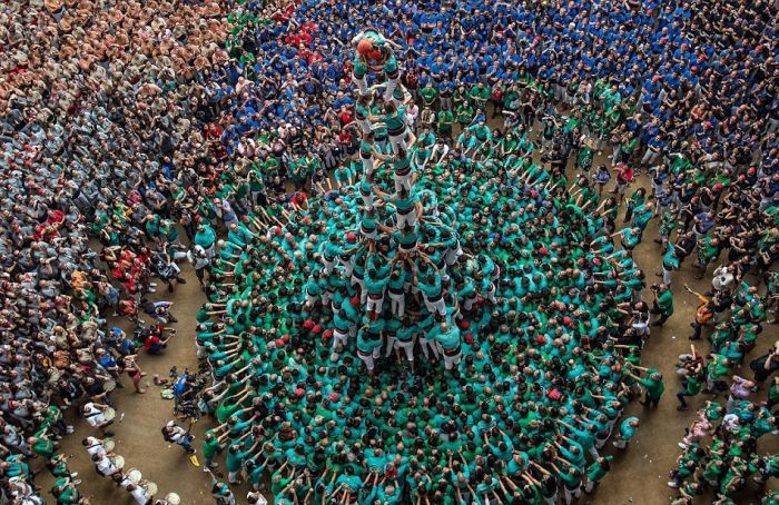 Castell, human tower, Catalonia, Spain