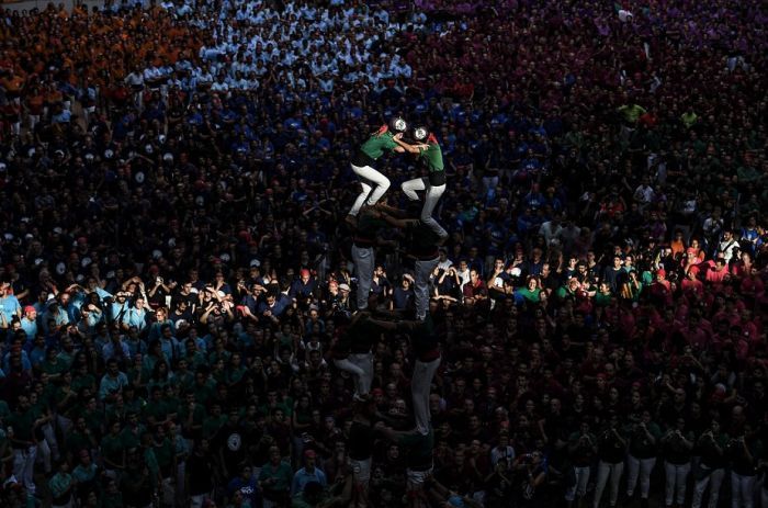 Castell, human tower, Catalonia, Spain