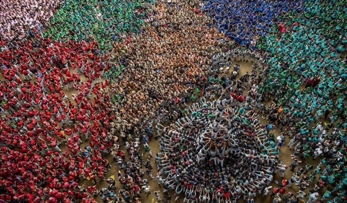 Castell, human tower, Catalonia, Spain