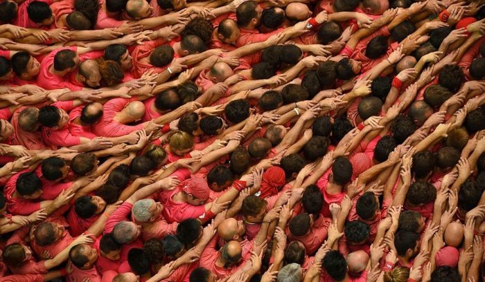 Castell, human tower, Catalonia, Spain