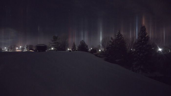 Solar Light Pillars, North Bay, Ontario, Canada