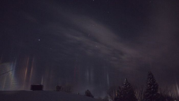 Solar Light Pillars, North Bay, Ontario, Canada