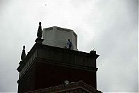 World & Travel: Collapse of the church dome because of strong wind, driver survived, Shreveport, Louisiana