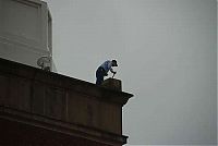 World & Travel: Collapse of the church dome because of strong wind, driver survived, Shreveport, Louisiana