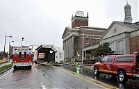 World & Travel: Collapse of the church dome because of strong wind, driver survived, Shreveport, Louisiana