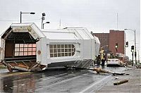 World & Travel: Collapse of the church dome because of strong wind, driver survived, Shreveport, Louisiana