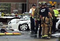 World & Travel: Collapse of the church dome because of strong wind, driver survived, Shreveport, Louisiana