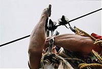 World & Travel: Old pulley system over the abyss, Rio Negro, Colombia