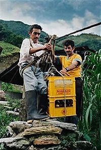 Trek.Today search results: Old pulley system over the abyss, Rio Negro, Colombia