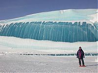 World & Travel: Blue ice from frozen waves, Antarctica